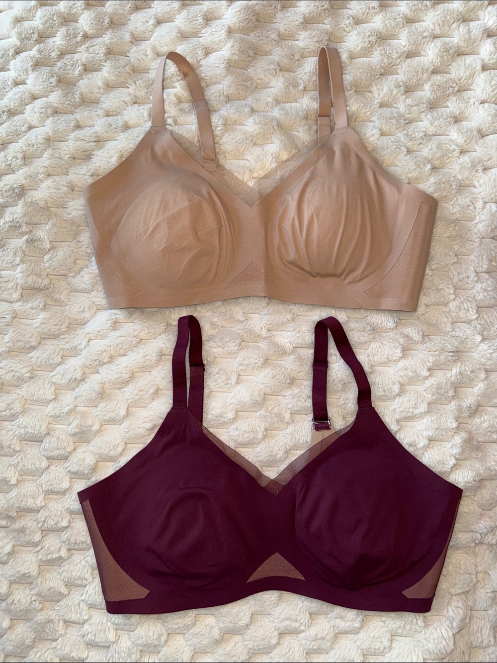 Honeylove Crossover Wireless Bra - Nude and Fig size Large